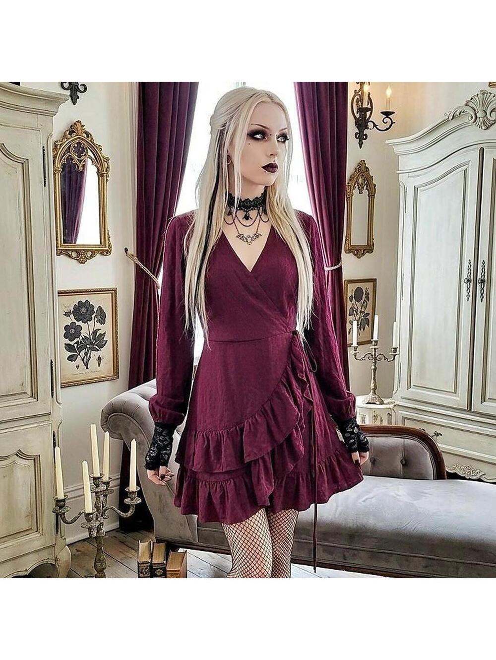 Maiami Women's Burgundy and Red Dress